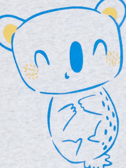 Βρεφικό Μακρυμάνικο Κορμάκι για Αγόρια Μπλε-Γκρι-Κίτρινο με σχέδιο αρκουδάκι