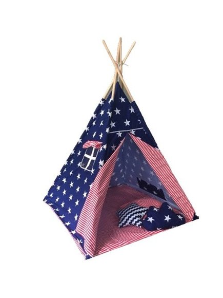 BABY ADVENTURE Σκηνή Teepee Grey Star - ΜΠΛΕ φωτογραφία