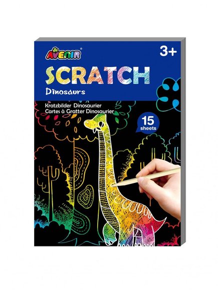 AVENIR AVENIR Mini Scratch Book Dinosaurs - ΠΟΛΥΧΡΩΜΟ