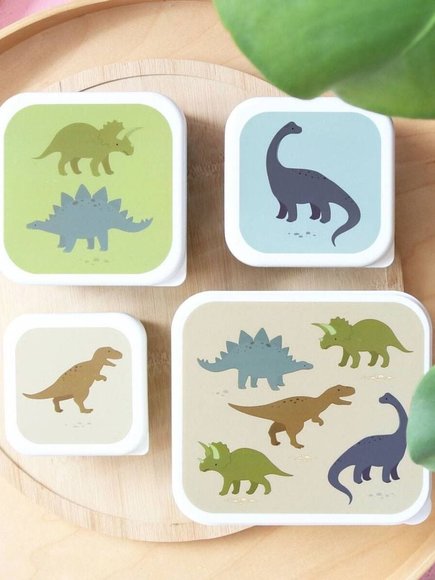 A LITTLE LOVELY COMPANY: ΣΕΤ 4 ΔΟΧΕΙΑ ΦΑΓΗΤΟΥ LUNCH & SNACK BOX DINOSAURS ΓΙΑ ΑΓΟΡΙΑ