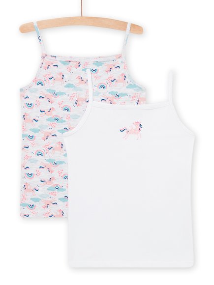 DPAM Σετ Παιδικά Φανελάκια για Κορίτσια Λευκό-Γκρι Unicorn Rainbow 2 τμχ - ΓΚΡΙ