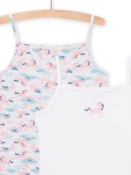 Σετ Παιδικά Φανελάκια για Κορίτσια Λευκό-Γκρι Unicorn Rainbow 2 τμχ