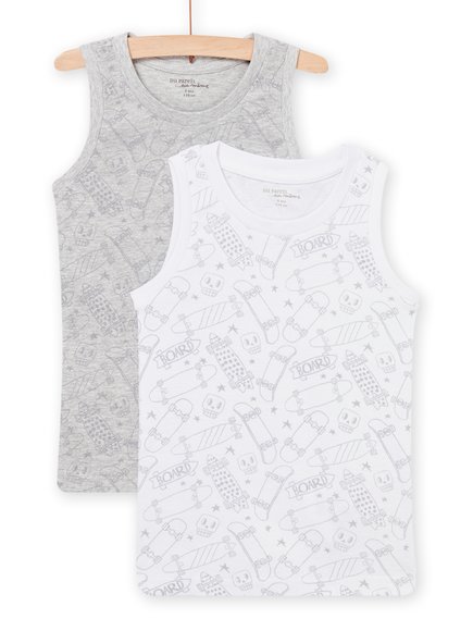 DPAM Σετ Παιδικά Φανελάκια για Αγόρια Γκρι-Λευκό Skateboard 2 τμχ - ΛΕΥΚΟ