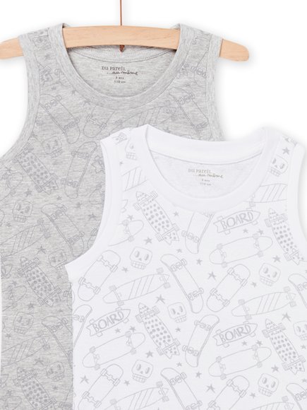 Σετ Παιδικά Φανελάκια για Αγόρια Γκρι-Λευκό Skateboard 2 τμχ - ΛΕΥΚΟ φωτογραφία