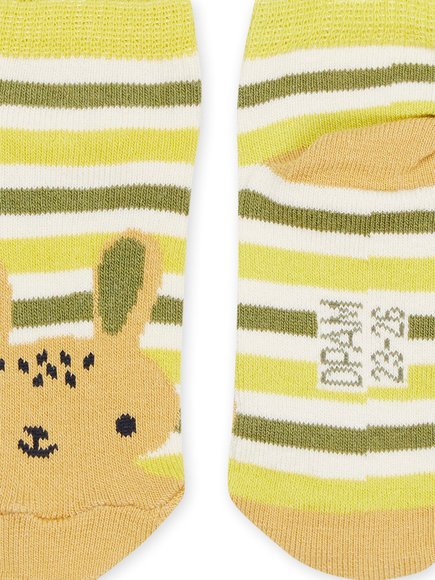 Βρεφικές Κάλτσες Unisex Yellow/Green Stripes Rabbit - ΣΚΟΥΡΟ ΧΑΚΙ φωτογραφία