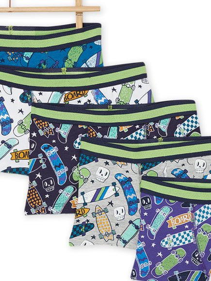 Σετ Παιδικά Εσώρουχα για Αγόρια Πολύχρωμα Skateboard 5 τμχ - ΜΠΛΕ φωτογραφία