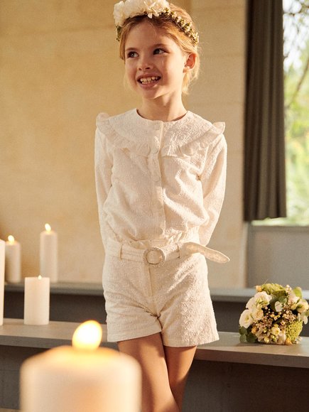 Παιδικό Σορτς για Κορίτσια Creme Embroidery