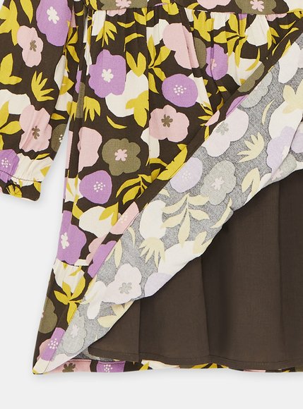 Παιδικό Floral Καφέ Φόρεμα για Κορίτσια