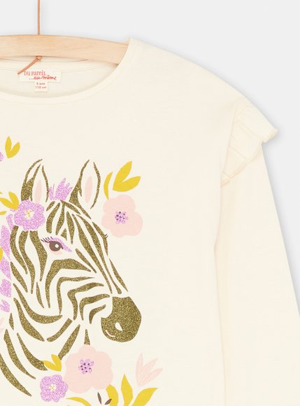 Παιδική Μακρυμάνικη Μπλούζα για Κορίτσια Λευκή Zebra