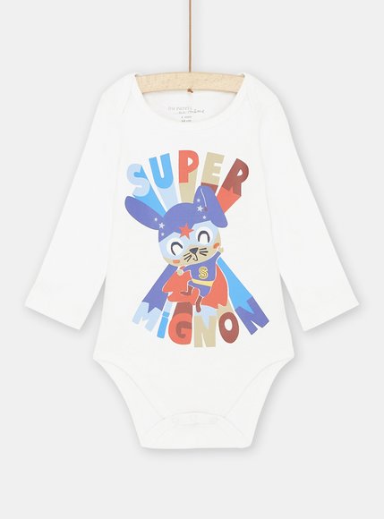 Βρεφικό Μακρυμάνικο Φορμάκι Unisex Λευκό SuperHero - ΛΕΥΚΟ