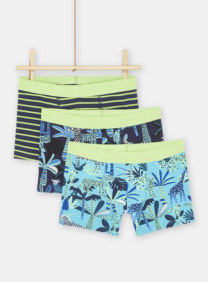 Σετ Παιδικά Εσώρουχα για Αγόρια Πολύχρωμα Tropical 3 τμχ – ΣΚΟΥΡΟ ΜΠΛΕ