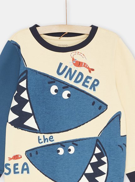Παιδικές Πιτζάμες για Αγόρια Λευκές Neon Shark