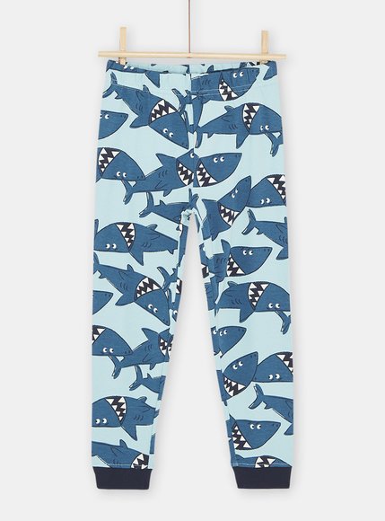 Παιδικές Πιτζάμες για Αγόρια Λευκές Neon Shark