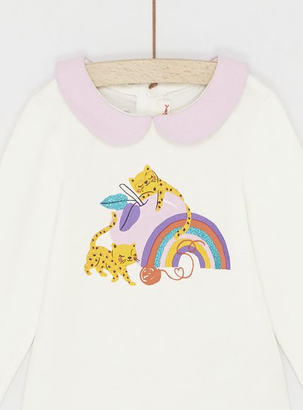 Βρεφικό Μακρυμάνικο Φορμάκι για Κορίτσια White Rainbow - ΛΕΥΚΟ φωτογραφία