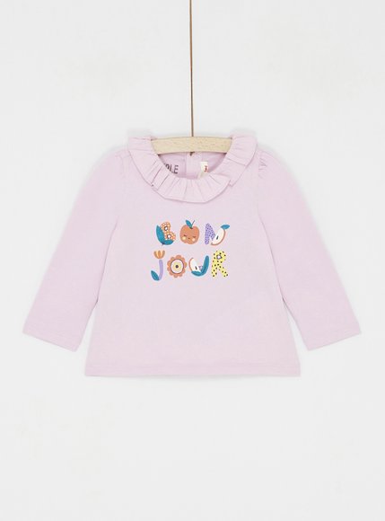 Βρεφική Μακρυμάνικη Μπλούζα για Κορίτσια Lilac Lace Bonjour - ΜΩΒ