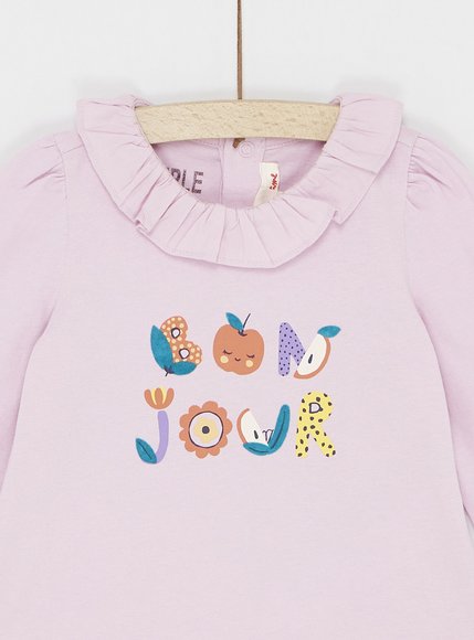Βρεφική Μακρυμάνικη Μπλούζα για Κορίτσια Lilac Lace Bonjour - ΜΩΒ φωτογραφία