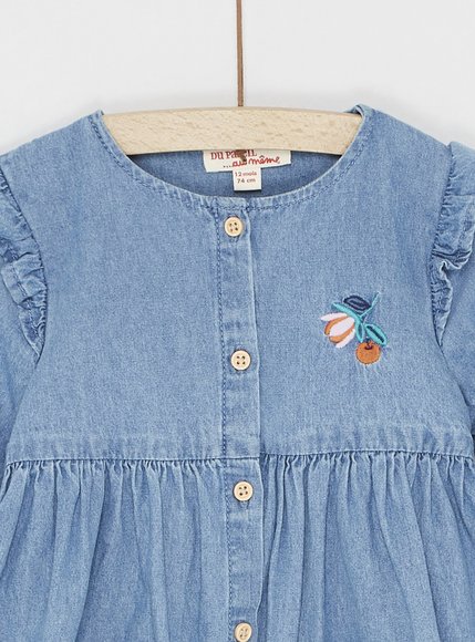 Βρεφικό Μακρυμάνικο Φόρεμα για Κορίτζια Denim Blue Rainbow