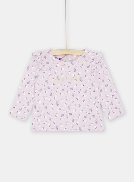 Βρεφική Μακρυμάνικη Μπλούζα για Κορίτσια Λιλά Floral - ΜΩΒ