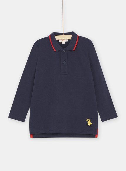 Παιδική Μακρυμάνικη Μπλούζα για Αγόρια Navy Blue Polo Dino - ΜΠΛΕ SOJOPOL1_NAVY