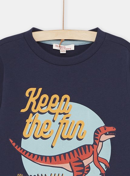 Παιδική Μακρυμάνικη Μπλούζα για Αγόρια Navy Blue Dino Keep The Fun