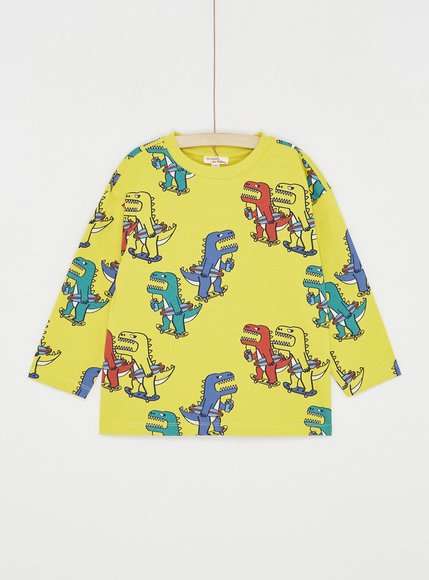 Παιδική Μακρυμάνικη Μπλούζα για Αγόρια Yellow Tyrannosaurus Rex