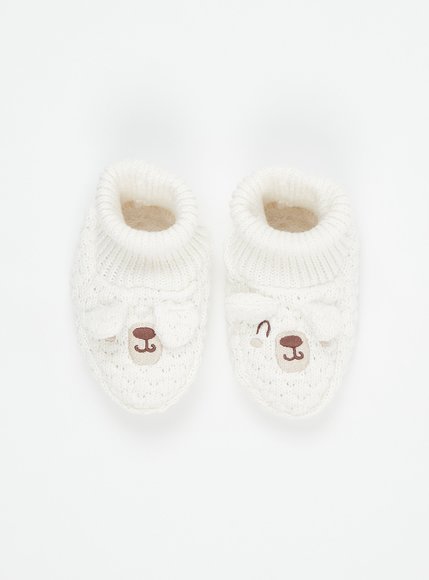 DPAM Βρεφικά Παπούτσια Αγκαλιάς Unisex Teddy - ΛΕΥΚΟ