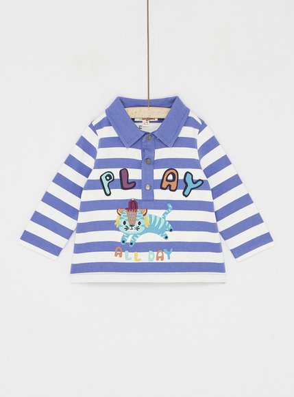 Βρεφική Μακρυμάνικη Μπλούζα για Αγόρια Polo Blue Stripes Play - ΜΩΒ