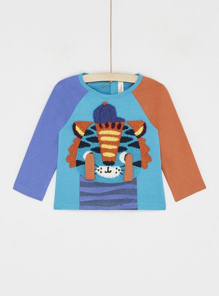 Βρεφική Μακρυμάνικη Μπλούζα για Αγόρια Multicolour Tiger - ΤΥΡΚΟΥΑΖ