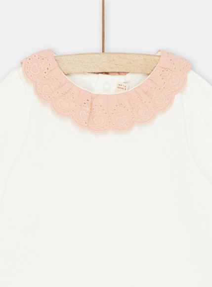Βρεφική Μακρυμάνικη Μπλούζα για Κορίτσια White/Pink Lace - ΛΕΥΚΟ φωτογραφία