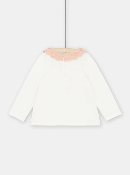 Βρεφική Μακρυμάνικη Μπλούζα για Κορίτσια White/Pink Lace