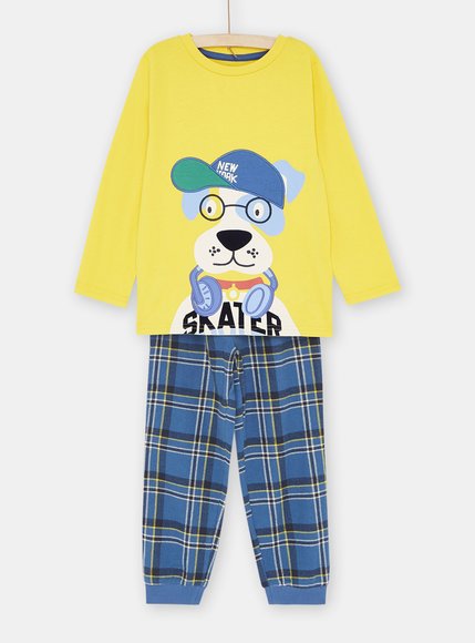 Παιδικές Πιτζάμες για Αγόρια Κίτρινο/Καρό Skate