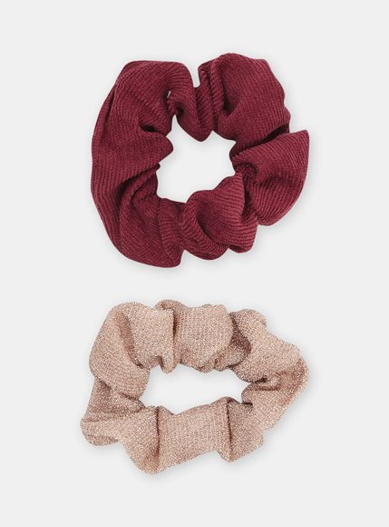 Παιδικά Λαστιχάκια Scrunchie για Κορίτσια Μπορντό-Ροζ 2 τμχ