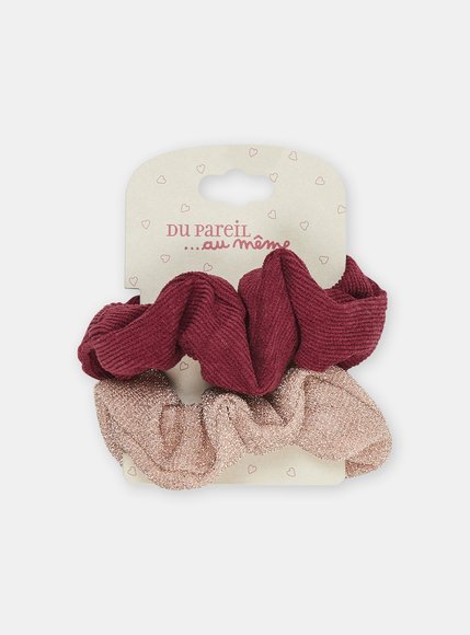 Παιδικά Λαστιχάκια Scrunchie για Κορίτσια Μπορντό-Ροζ 2 τμχ