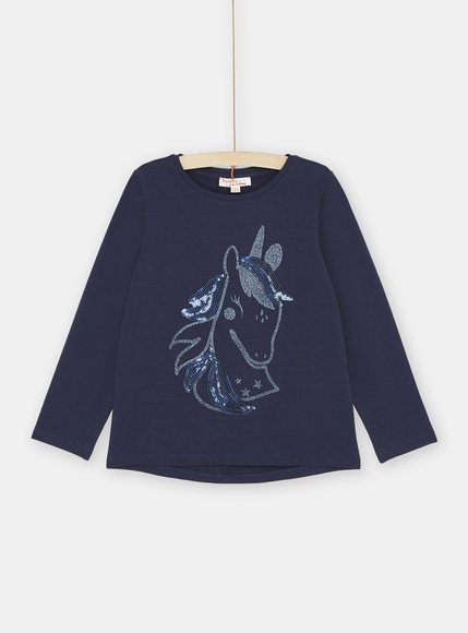 Παδική Μακρυμάνικη Μπλούζα για Κορίτσια Navy Blue Unicorn