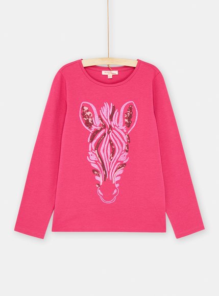 Παιδική Μακρυμάνικη Μπλούζα για Κορίτσια Φούξια Zebra - ΦΟΥΞΙΑ
