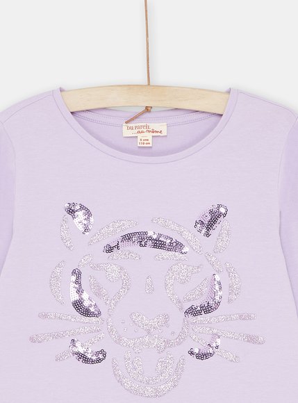 Παδική Μακρυμάνικη Μπλούζα για Κορίτσια Λιλά Tiger - ΜΩΒ φωτογραφία