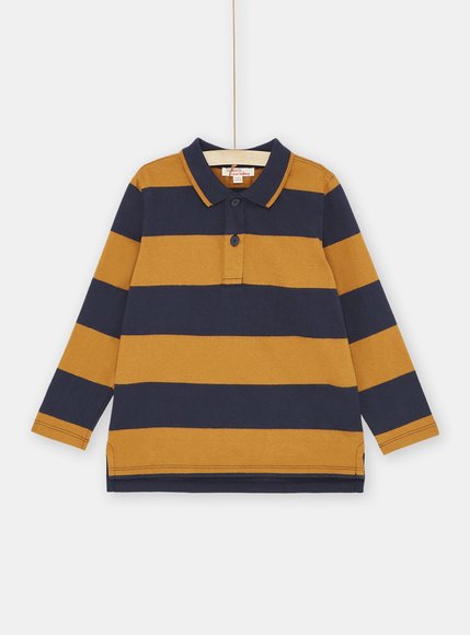 Παιδική Μακρυμάνικη Μπλούζα για Αγόρια Polo Blue/Mustard Stripes