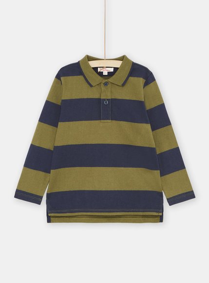 DPAM Παιδική Μακρυμάνικη Μπλούζα Khaki/Blue Stripes - ΠΡΑΣΙΝΟ