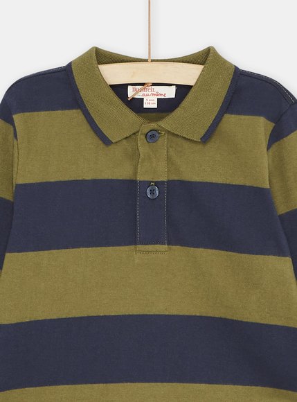 Παιδική Μακρυμάνικη Μπλούζα Khaki/Blue Stripes - ΠΡΑΣΙΝΟ φωτογραφία