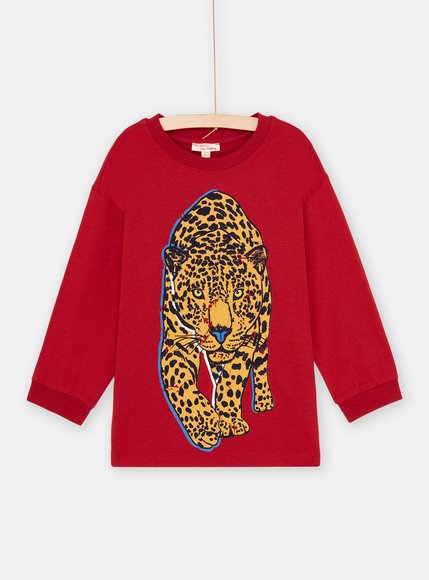 Παιδική Μακρυμάνικη Μπλούζα για Αγόρια Κόκκινη Tiger - ΚΟΚΚΙΝΟ SOFORTEE2_RED