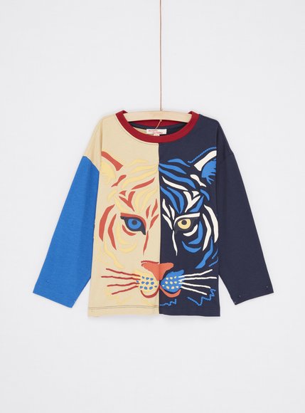 Παιδική Μακρυμάνικη Μπλούζα για Αγόρια Multicolour Tiger - ΛΕΥΚΟ
