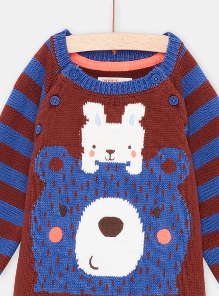 Βρεφικό Πουλόβερ για Αγόρια Blue/Brown Bear