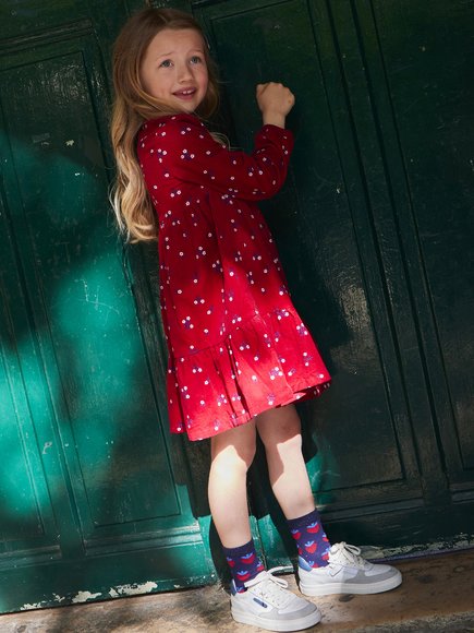 Παιδικό Φόρεμα για Κορίτσια Κόκκινο Λουλουδάκια - ΚΟΚΚΙΝΟ