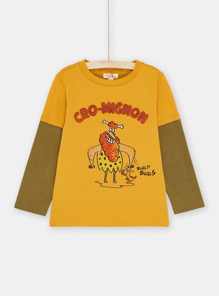Παιδική Μακρυμάνικη Μπλούζα για Αγόρια Κίτρινη-Χακί Flinstones