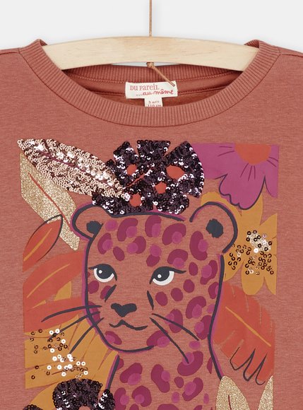 Παιδικό Μακρυμάνικο Φούτερ για Κορίτσια Dusty Rose Tiger