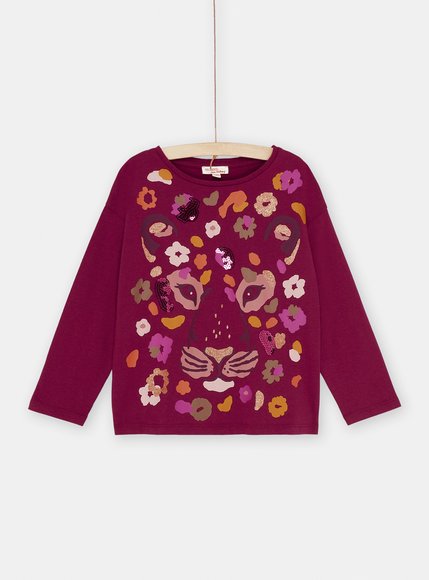 Παιδική Μακρυμανική Μπλούζα Μωβ Animal Print