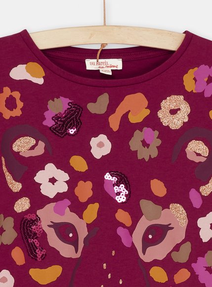 Παιδική Μακρυμανική Μπλούζα Μωβ Animal Print