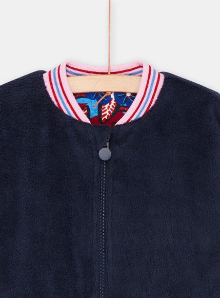 Παιδικό Jacket για Κορίτσια Διπλής Όψης Navy Blue Flowers