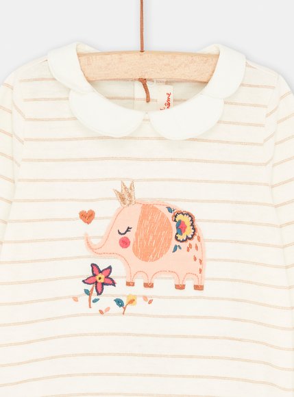 Βρεφική Μακρυμάνικη Μπλούζα για Κορίτσια Beige Elephant