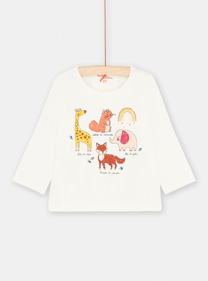 Βρεφική Μακρυμάνικη Μπλούζα για Κορίτσια White Animals